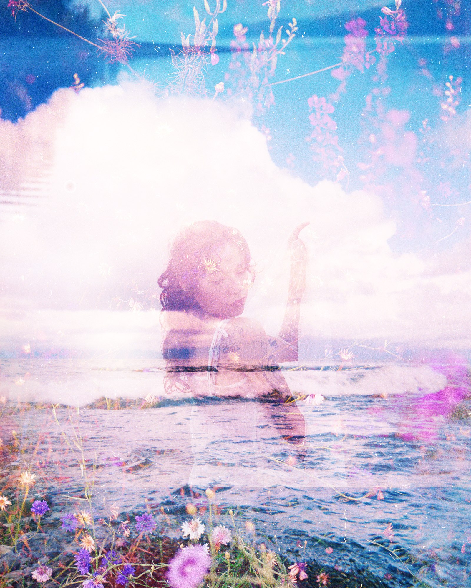 Head in the Clouds — Mayra Rae, double exposure, 2023